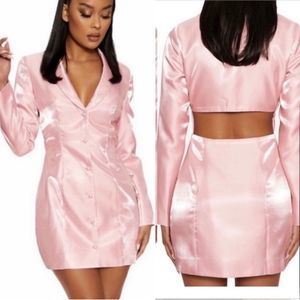NWT Naked Wardrobe pink blazer cut out dress